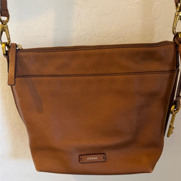Fossil Brown Leather Crossbody Bag - Picture 1 of 12